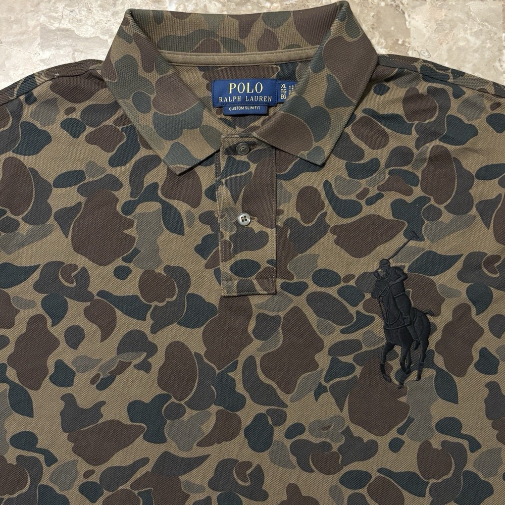 Polo Ralph Lauren Shirt Mens XL Custom Slim Fit Duck Camo Big Pony Short Sleeve